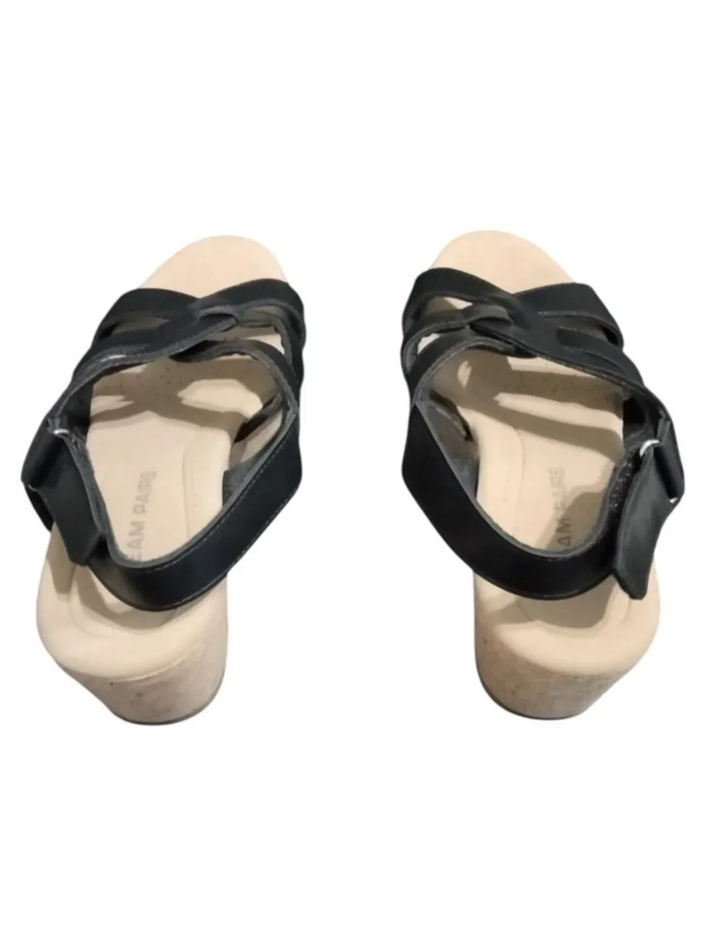 Dream Pairs Size 8 Wedge Sandals Black Faux Leather Comfort Sole